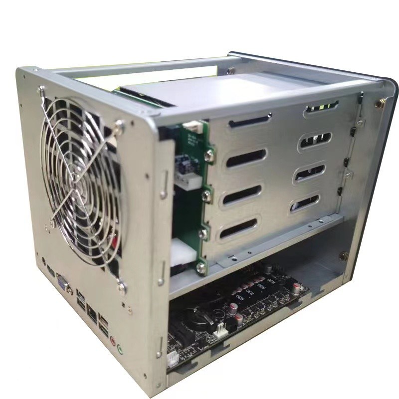 Enclosure Nas Storage Server Chassis Household 4 Bay Computer Case Aluminum Alloy Panel